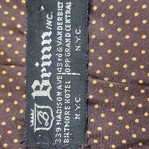 Brinn Imported All Silk Men's Brown and Gold Polka Dot Suit Tie